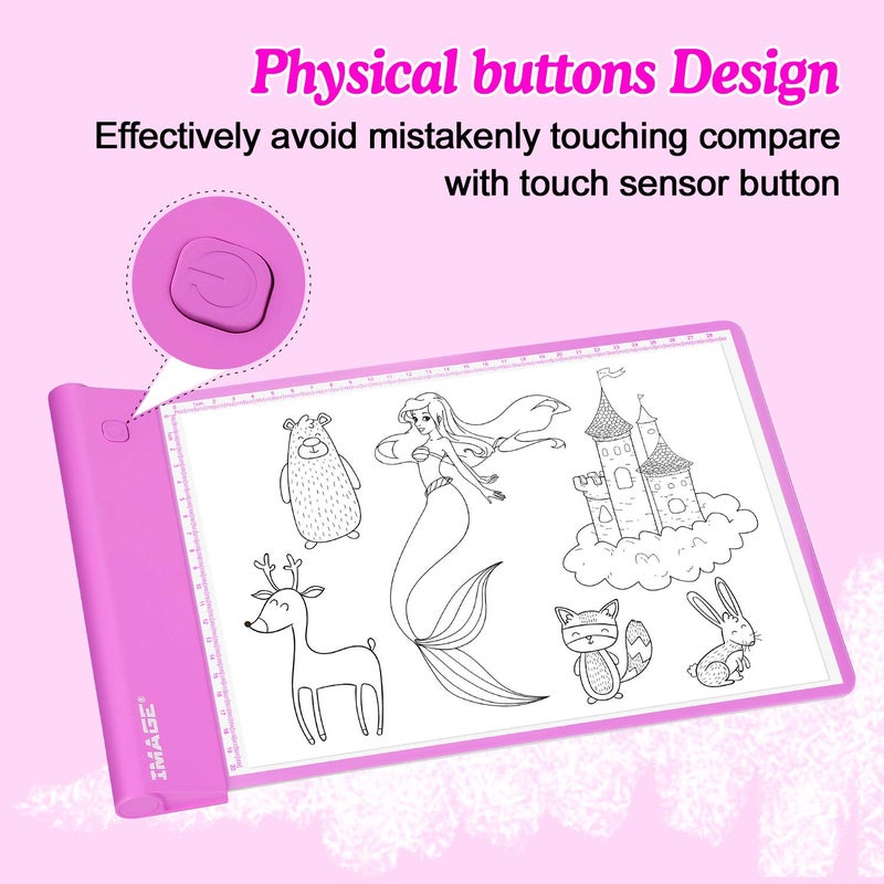 IMAGE Light Up Tracing Pad Pink Drawing Tablet Coloring Board for Kids Children to for Girls Boy (Includes 10 Traceable Sheets and Two Clips) - Image 3